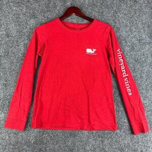 Vineyard Vines Tee Shirt Mens XS Red Long Sleeve Pocket Tee Spellout